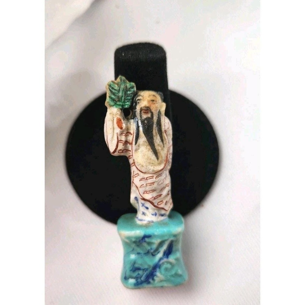 Vintage Asian Chinese Bisque Porcelain Figurine Ancient‎ Man Mud Emperor